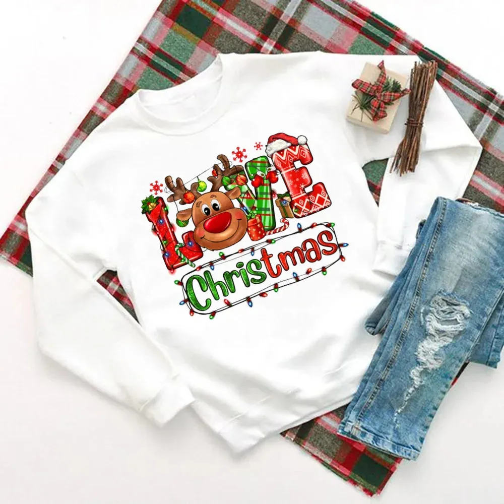 Just A Girl Who Loves Christmas Printed Sweatshirt Women Christmas Sweatshirt Top Holiday Sweater Winter Holiday Outfit Sweatshirts