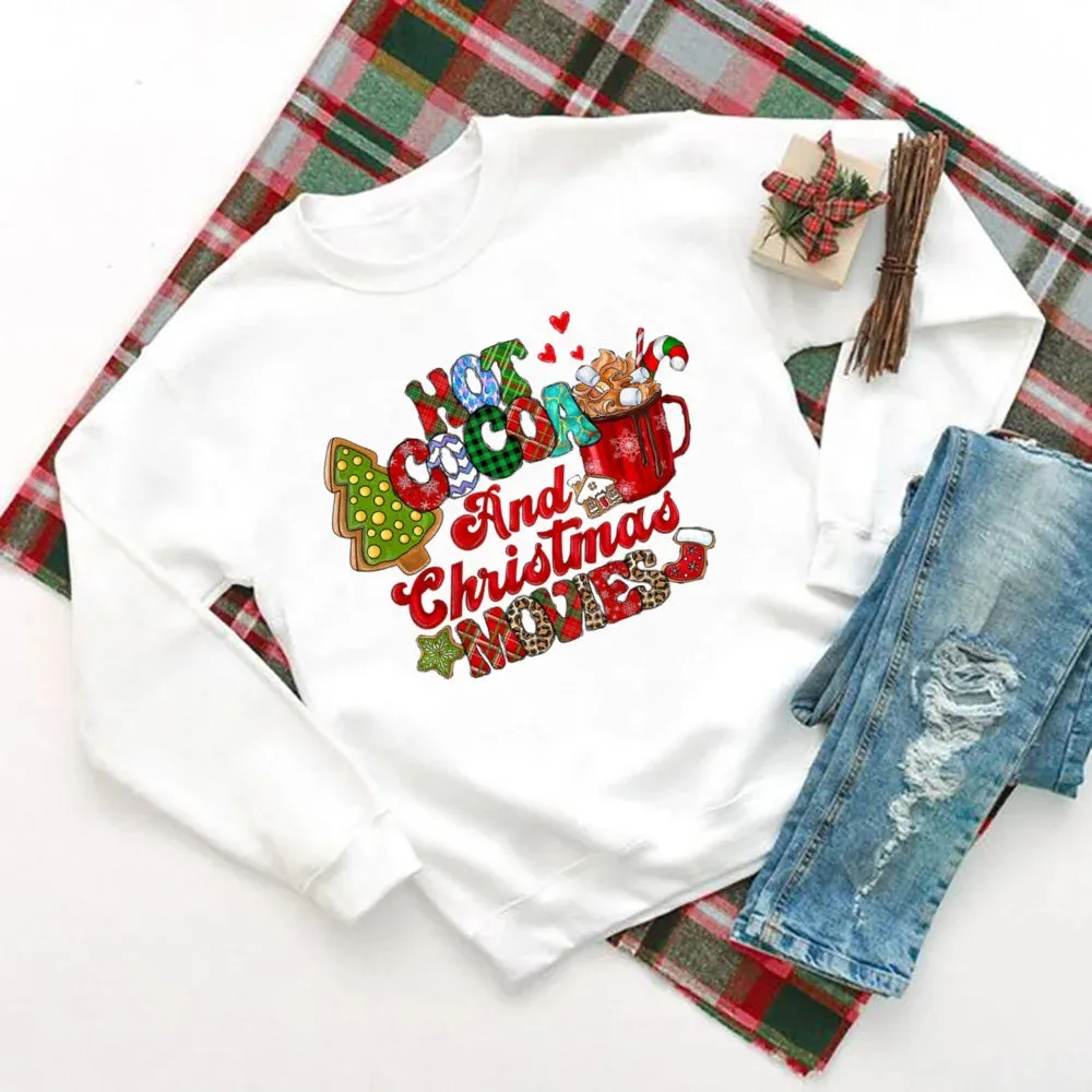 Just A Girl Who Loves Christmas Printed Sweatshirt Women Christmas Sweatshirt Top Holiday Sweater Winter Holiday Outfit Sweatshirts