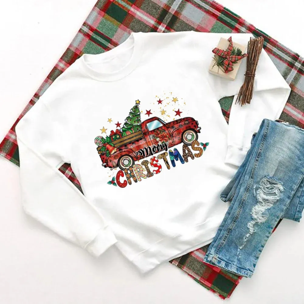 Just A Girl Who Loves Christmas Printed Sweatshirt Women Christmas Sweatshirt Top Holiday Sweater Winter Holiday Outfit Sweatshirts