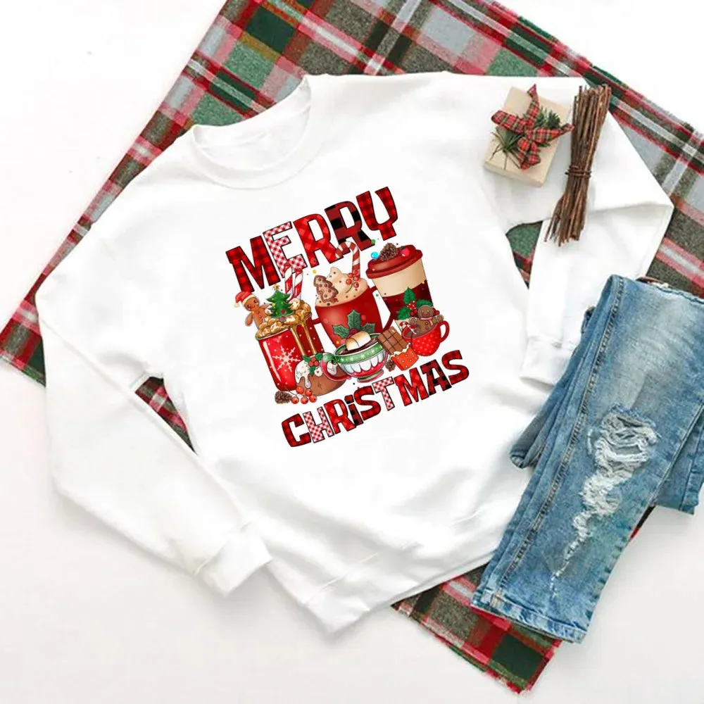 Just A Girl Who Loves Christmas Printed Sweatshirt Women Christmas Sweatshirt Top Holiday Sweater Winter Holiday Outfit Sweatshirts