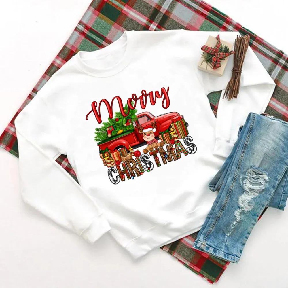 Just A Girl Who Loves Christmas Printed Sweatshirt Women Christmas Sweatshirt Top Holiday Sweater Winter Holiday Outfit Sweatshirts