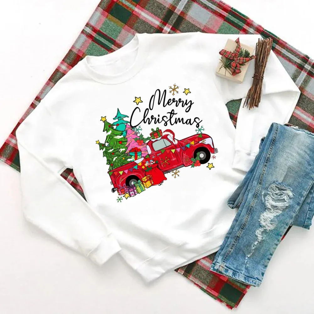 Just A Girl Who Loves Christmas Printed Sweatshirt Women Christmas Sweatshirt Top Holiday Sweater Winter Holiday Outfit Sweatshirts