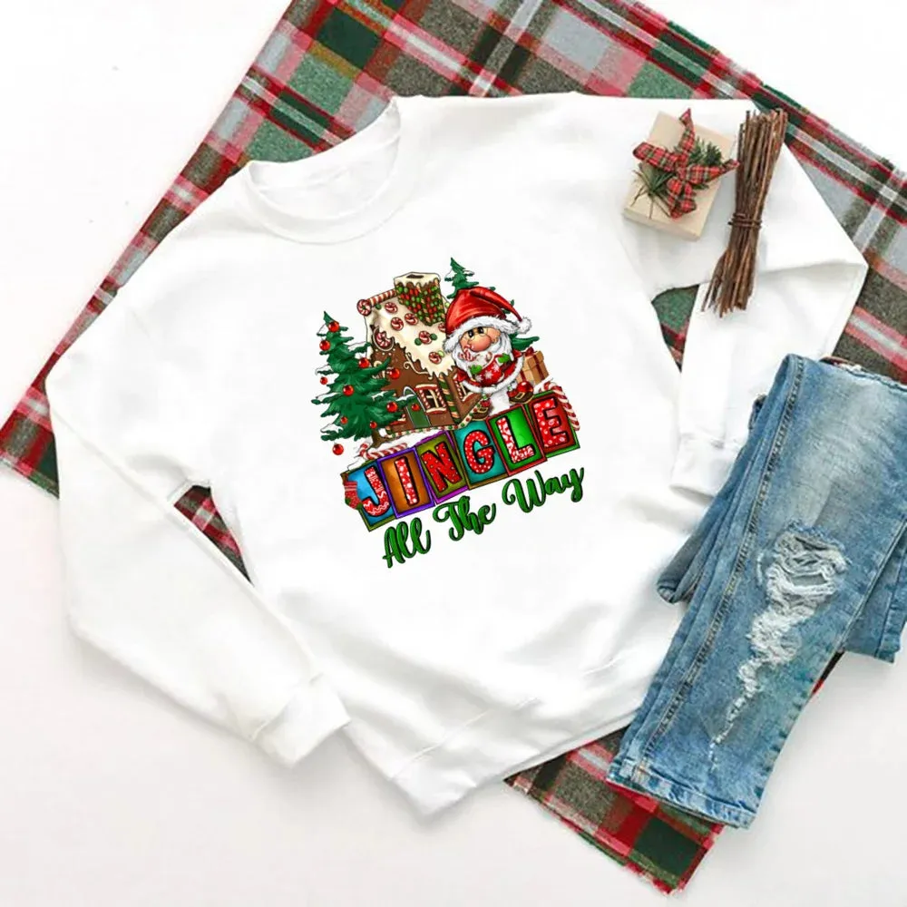 Just A Girl Who Loves Christmas Printed Sweatshirt Women Christmas Sweatshirt Top Holiday Sweater Winter Holiday Outfit Sweatshirts