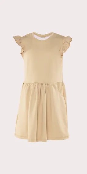 Khaki - Kids Ruffle Sleeveless Dress