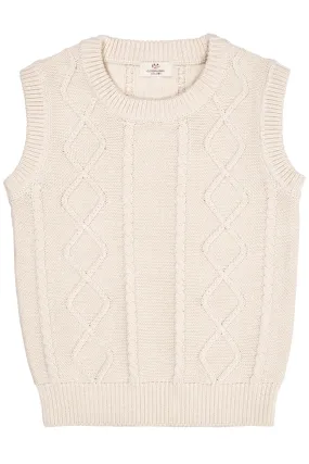 KNITTED CABLE VEST - CREAM