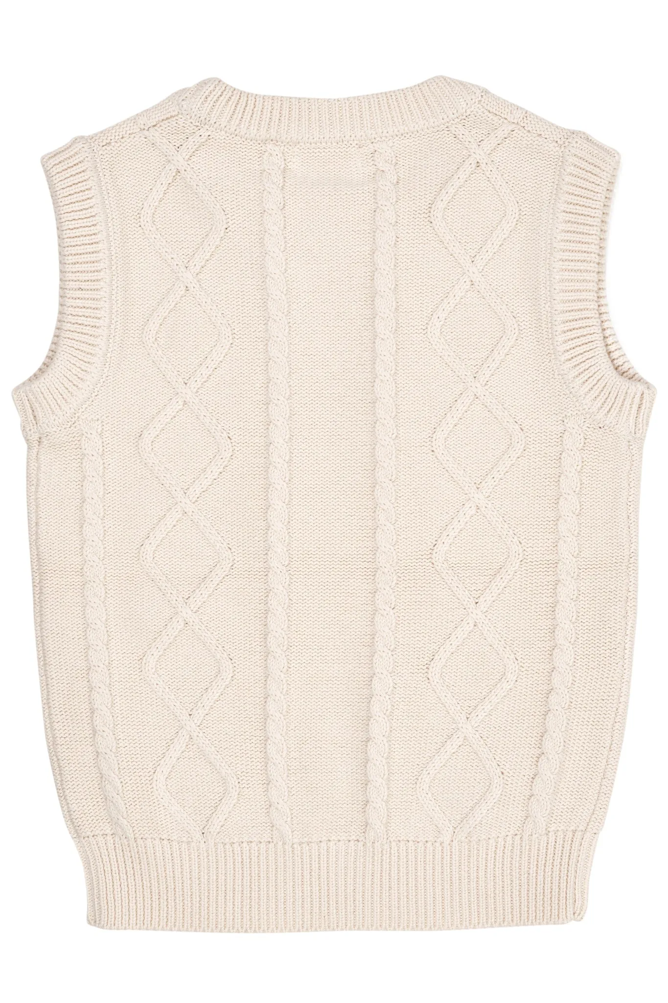 KNITTED CABLE VEST - CREAM