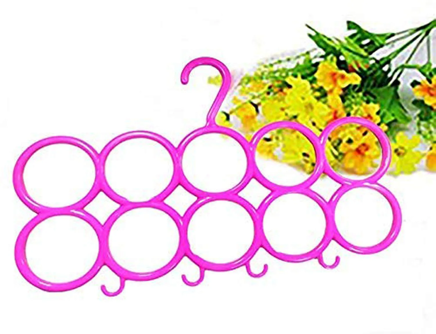 Kuber Industries 10-Circle Plastic 3 Pieces Ring Hanger for Scarf, Shawl, Tie, Belt, Closet Accessory Wardrobe Organizer (Multicolour) - CTKTC030751