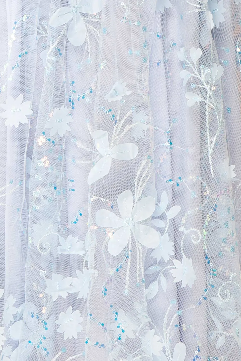 Laeticia | Blue Babydoll Dress w/ Floral Appliqués