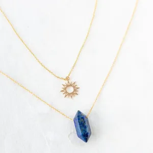 Lapis Lazuli Necklace with Golden Sun