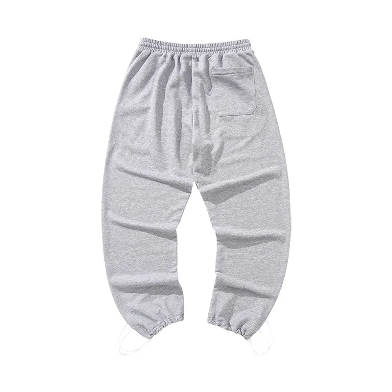 Letter splash-ink printed loose straight stretch rope leg cotton sweatpants