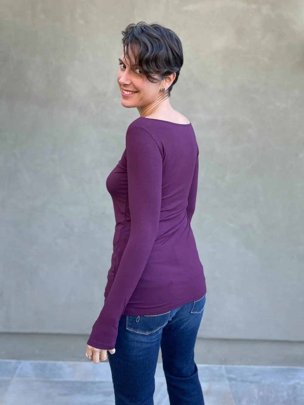 Long Sleeve Boatneck Top