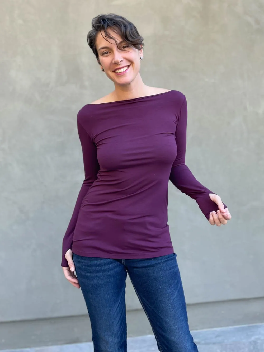 Long Sleeve Boatneck Top