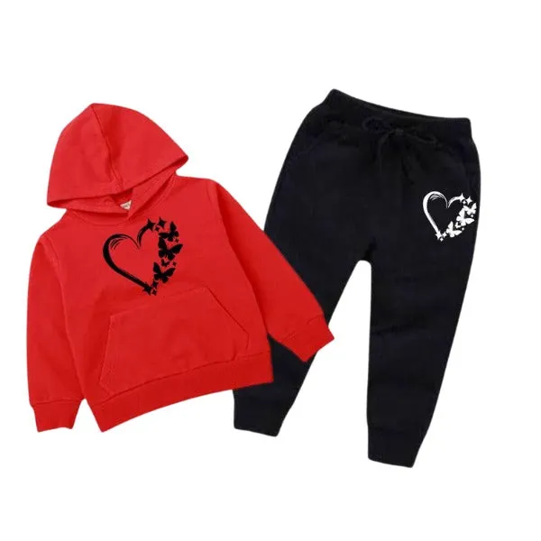 Love Butterfly Printed Kids Hoodie Set