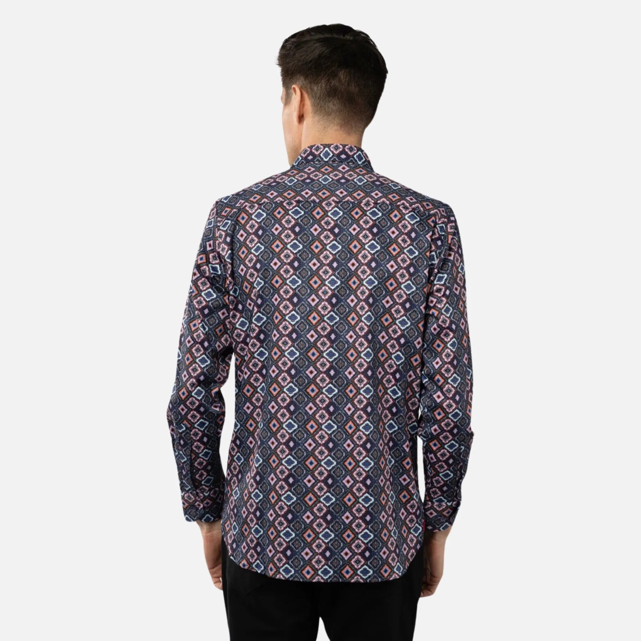 Luchiano Men's Multi-Color Fashion Shirt with Diamond Print 4953 | Clearance