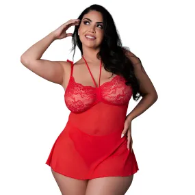 Magic Silk Sugar High Babydoll & Thong Set Red Queen Size