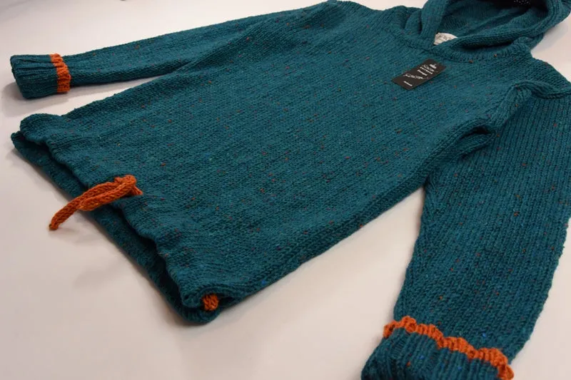 Man Hoodie – Teal and orange – Rossan Knitwear