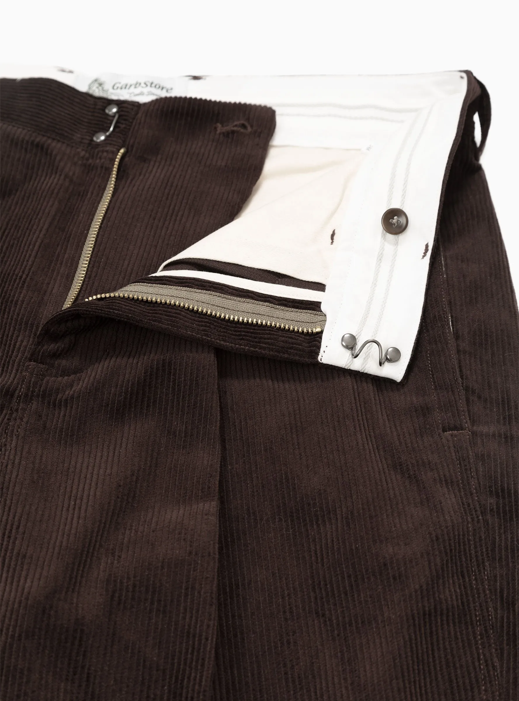 Manager Pleated Cord Pants Brown