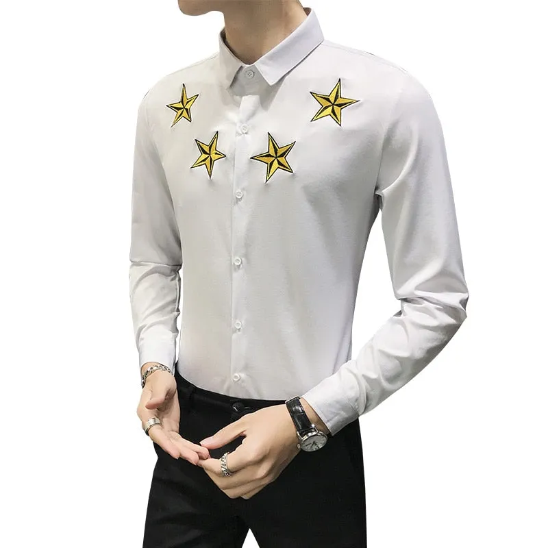 Men Casual Shirts Long Sleeve Simple  Slim Fit