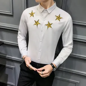 Men Casual Shirts Long Sleeve Simple  Slim Fit