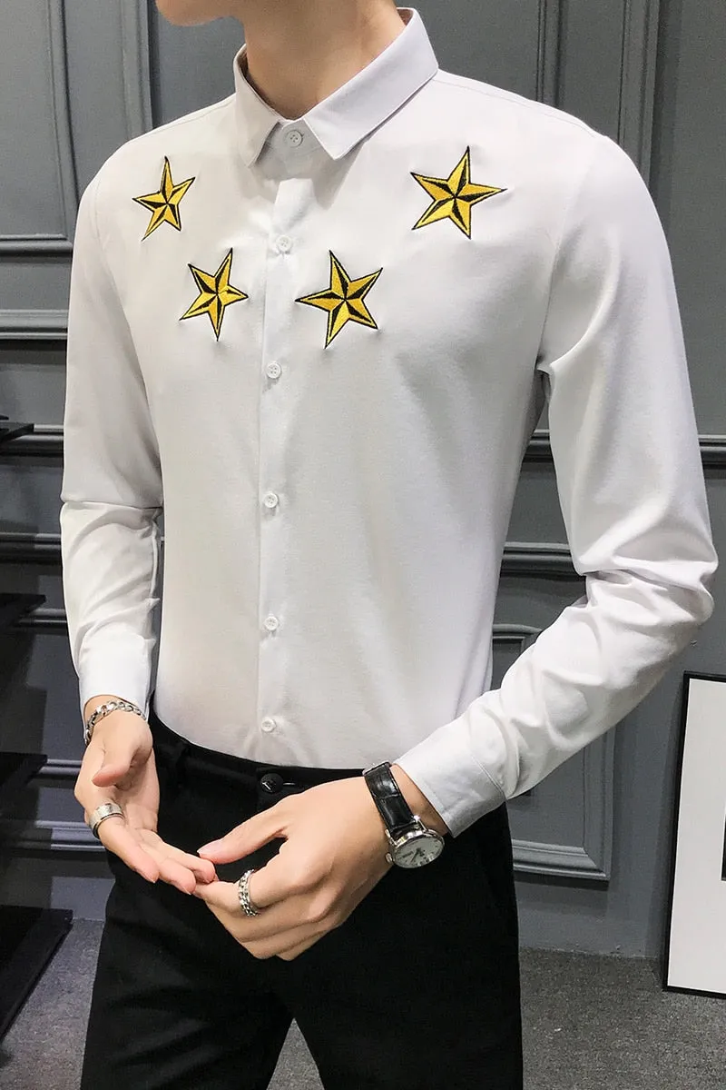 Men Casual Shirts Long Sleeve Simple  Slim Fit