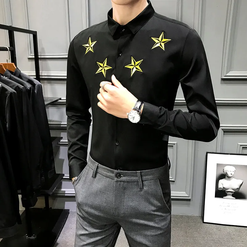 Men Casual Shirts Long Sleeve Simple  Slim Fit