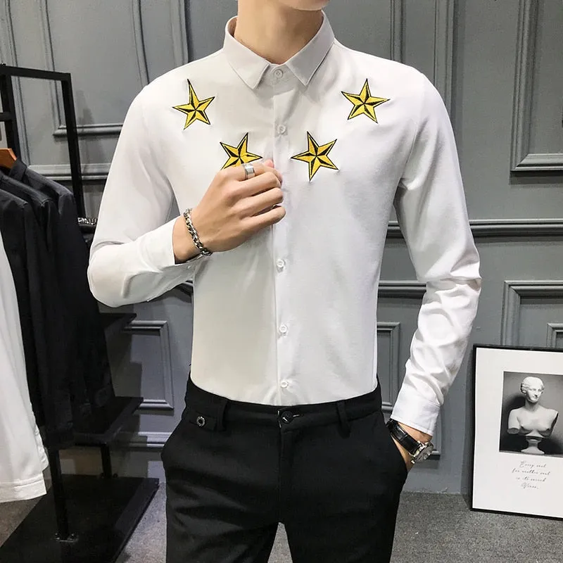 Men Casual Shirts Long Sleeve Simple  Slim Fit