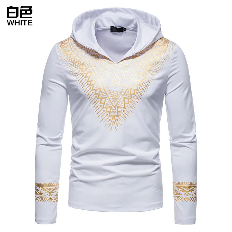 Men Prints Long Sleeves Hoody T-Shirt