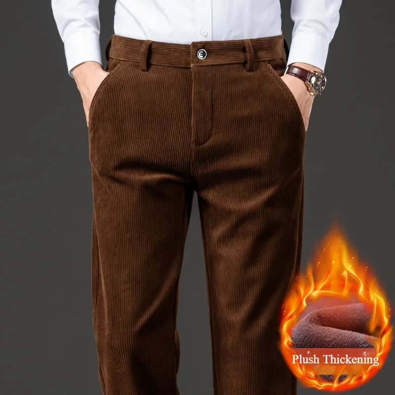 Men's Corduroy Plus Velvet Thick Straight Casual Pants