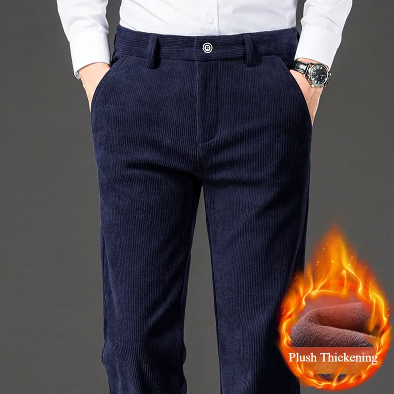 Men's Corduroy Plus Velvet Thick Straight Casual Pants