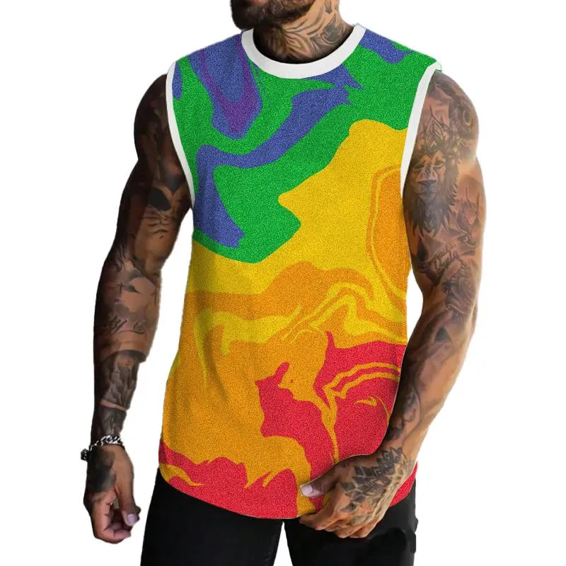 Men's Spring/Summer Printed Regular Fit Crew Neck Vest 03442514YM