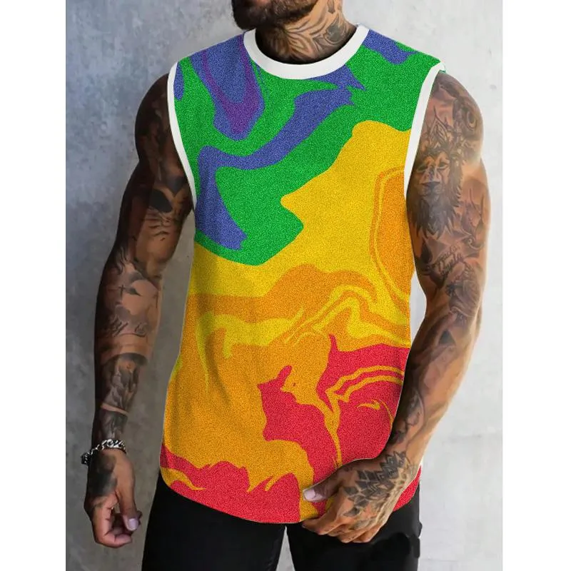 Men's Spring/Summer Printed Regular Fit Crew Neck Vest 03442514YM