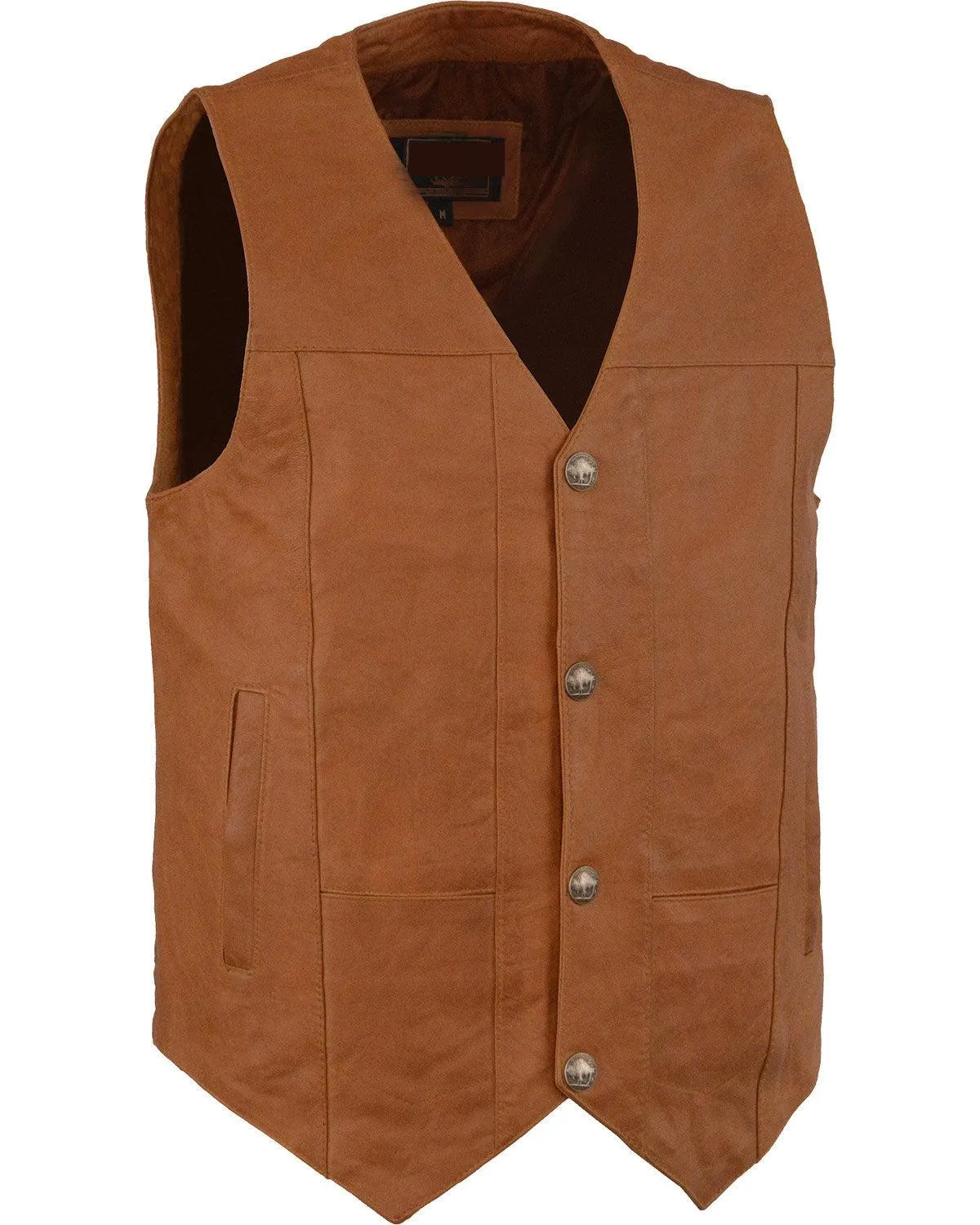 Men's Western Plain Side Vest In Brown