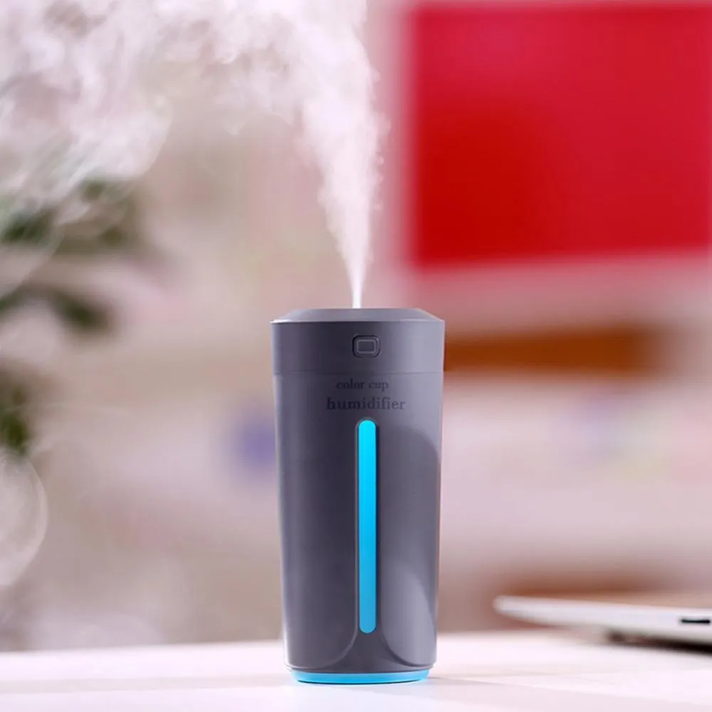 Mini Air Humidifier USB Ultrasonic Humidifier Car Aroma Diffuser Electric Essential Oil Diffuser Cup 7 Color LED Lights