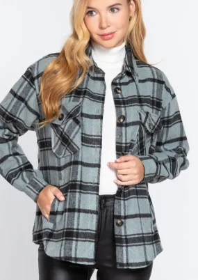 Mint & Black Carefree Plaid Shacket