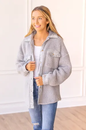 Misty Mountain Silver Sequin Sherpa Shacket