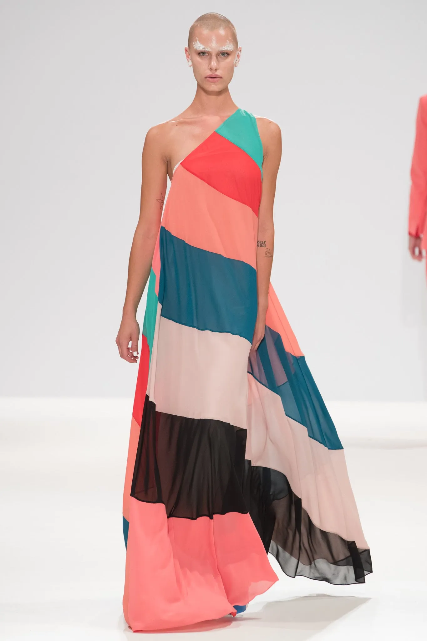 Multicoloured "Helter" One Shoulder Dress