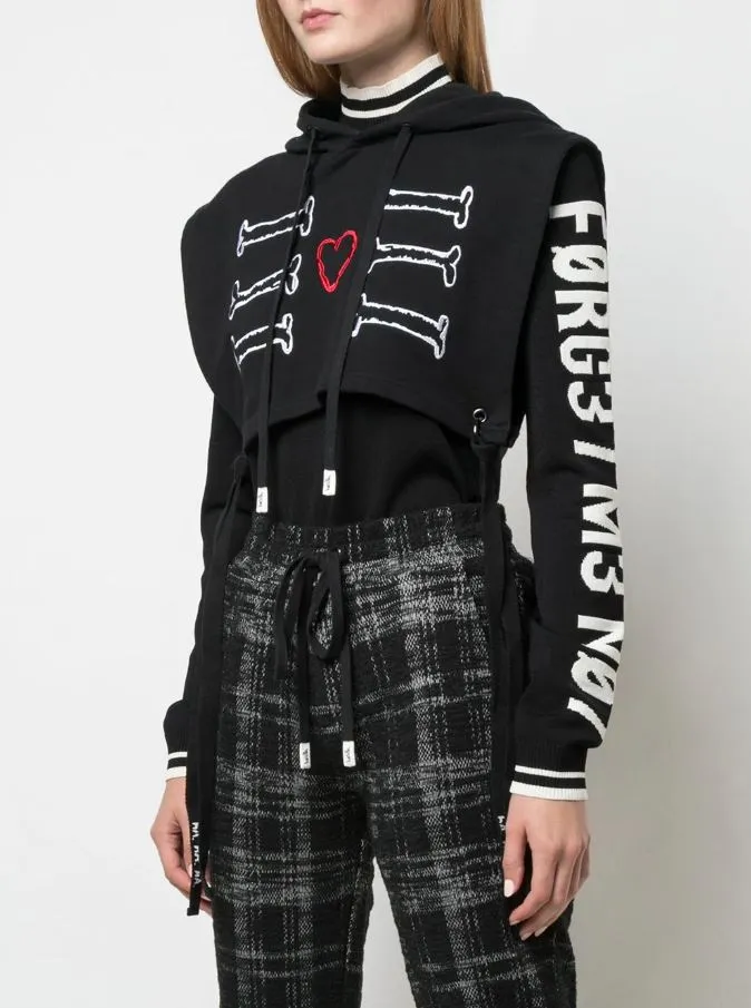 MY HEART CROP HOODIE BLACK