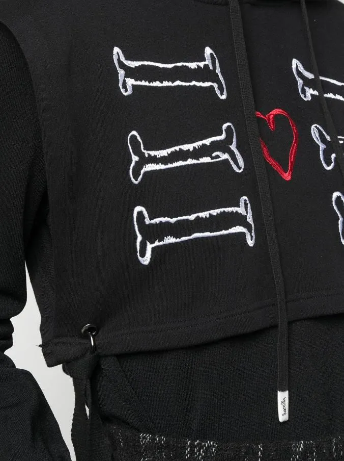 MY HEART CROP HOODIE BLACK