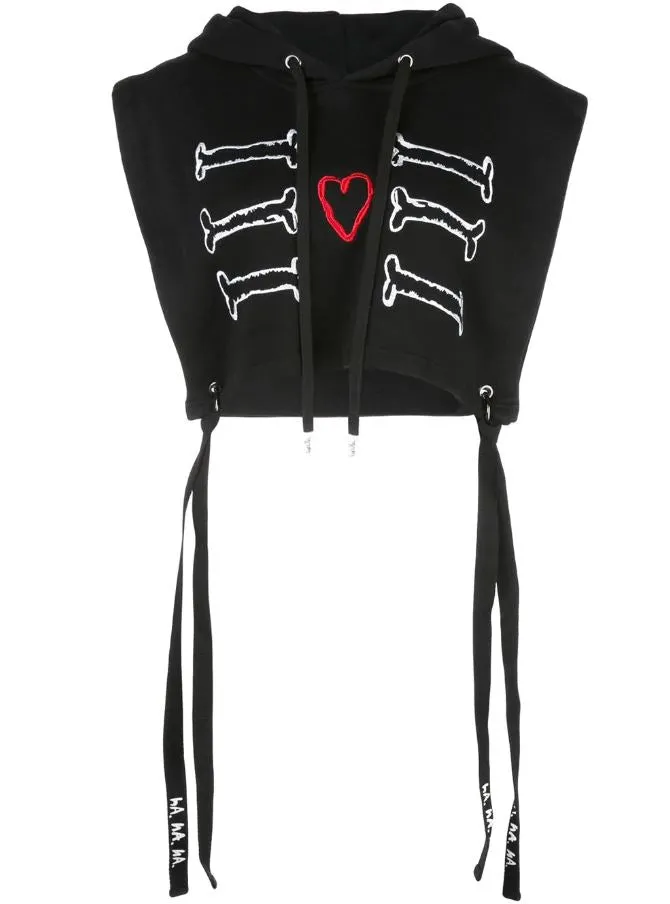 MY HEART CROP HOODIE BLACK