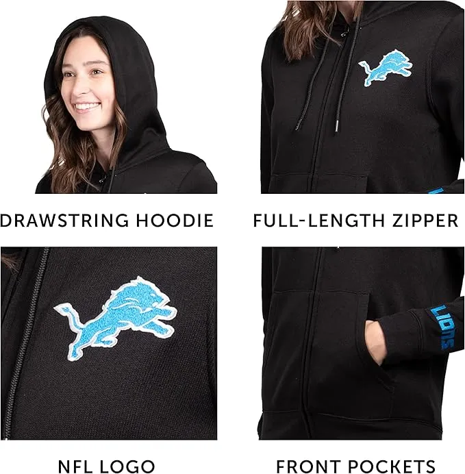 NFL Detroit Lions Official Women's Full Zip Marl Knit Hoodie Sweatshirt Jacket|Detroit Lions