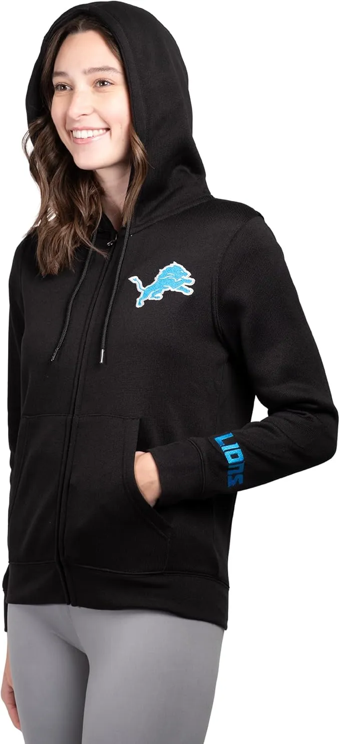 NFL Detroit Lions Official Women's Full Zip Marl Knit Hoodie Sweatshirt Jacket|Detroit Lions