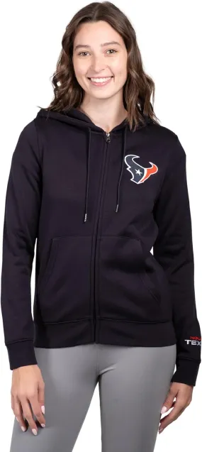 NFL Houston Texans Official Women's Full Zip Marl Knit Hoodie Sweatshirt Jacket|Houston Texans