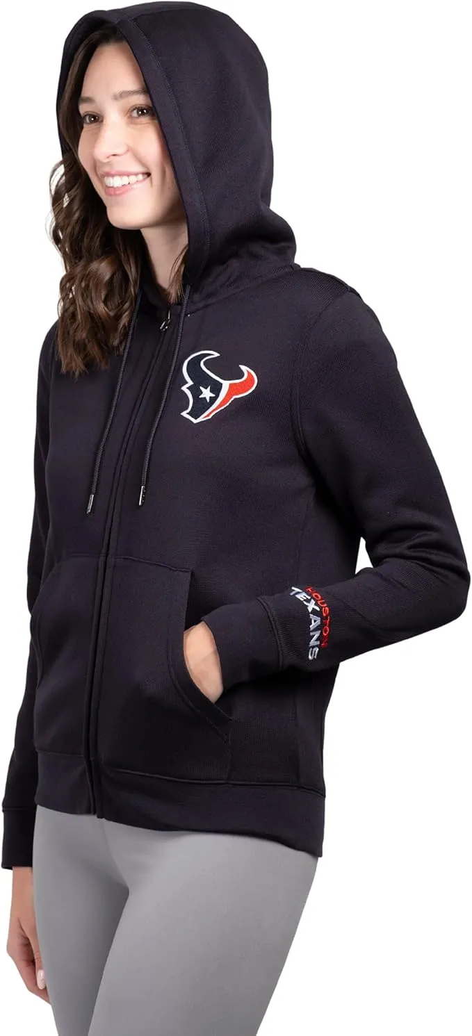 NFL Houston Texans Official Women's Full Zip Marl Knit Hoodie Sweatshirt Jacket|Houston Texans