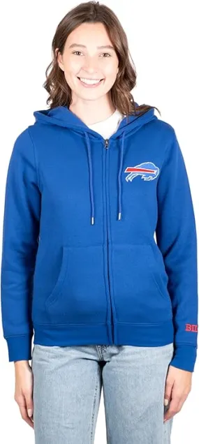 NFL Womens Full Zip Soft Marl Knit Hoodie Sweatshirt Jacket|Buffalo Bills