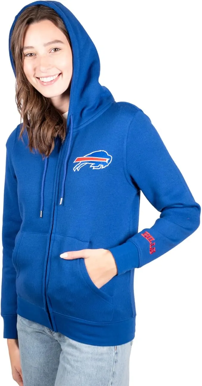 NFL Womens Full Zip Soft Marl Knit Hoodie Sweatshirt Jacket|Buffalo Bills