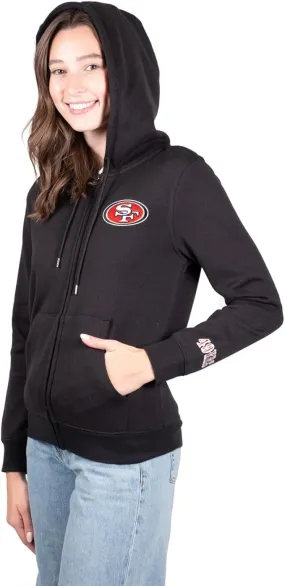 NFL Womens Full Zip Soft Marl Knit Hoodie Sweatshirt Jacket|San Francisco 49ers