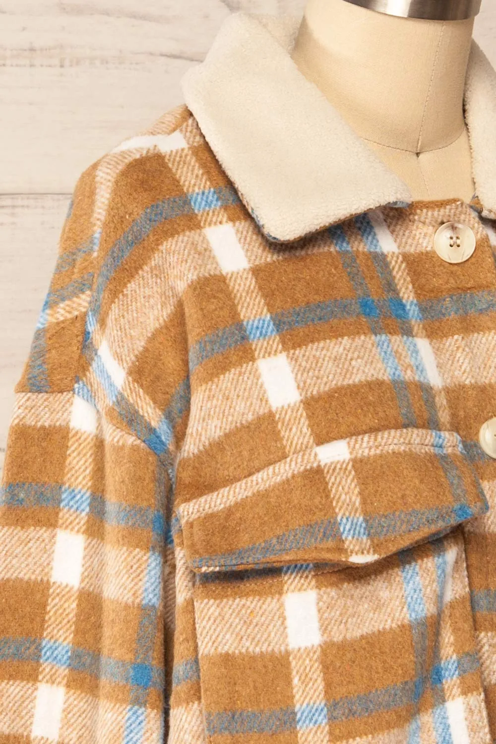 Norah Taupe | Plaid Shacket w/ Front Pockets