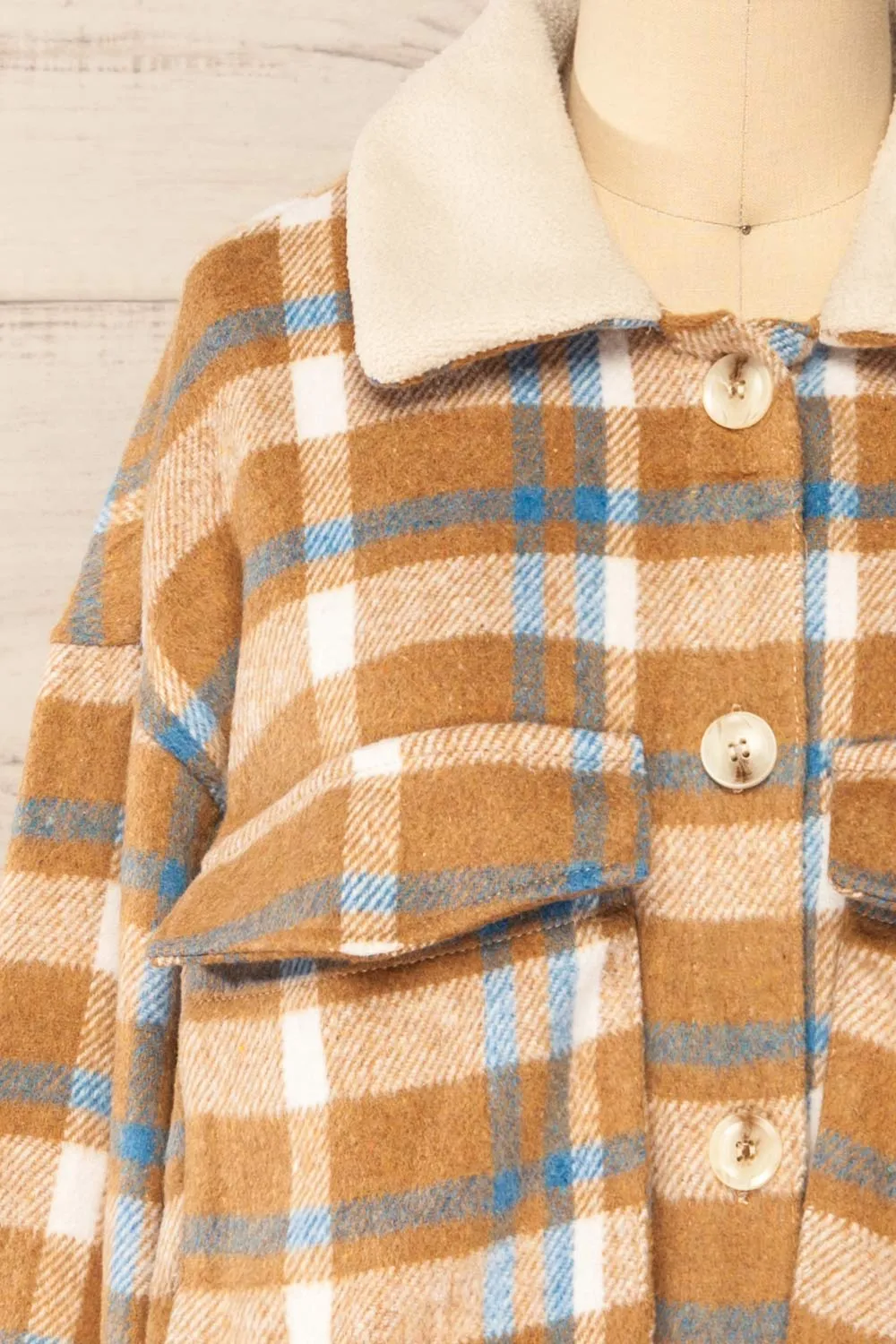 Norah Taupe | Plaid Shacket w/ Front Pockets