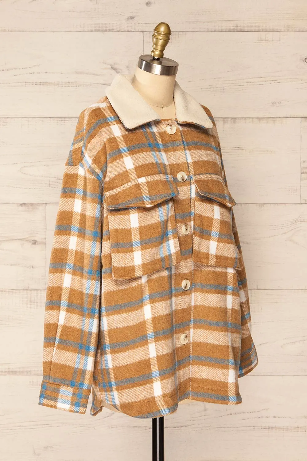 Norah Taupe | Plaid Shacket w/ Front Pockets