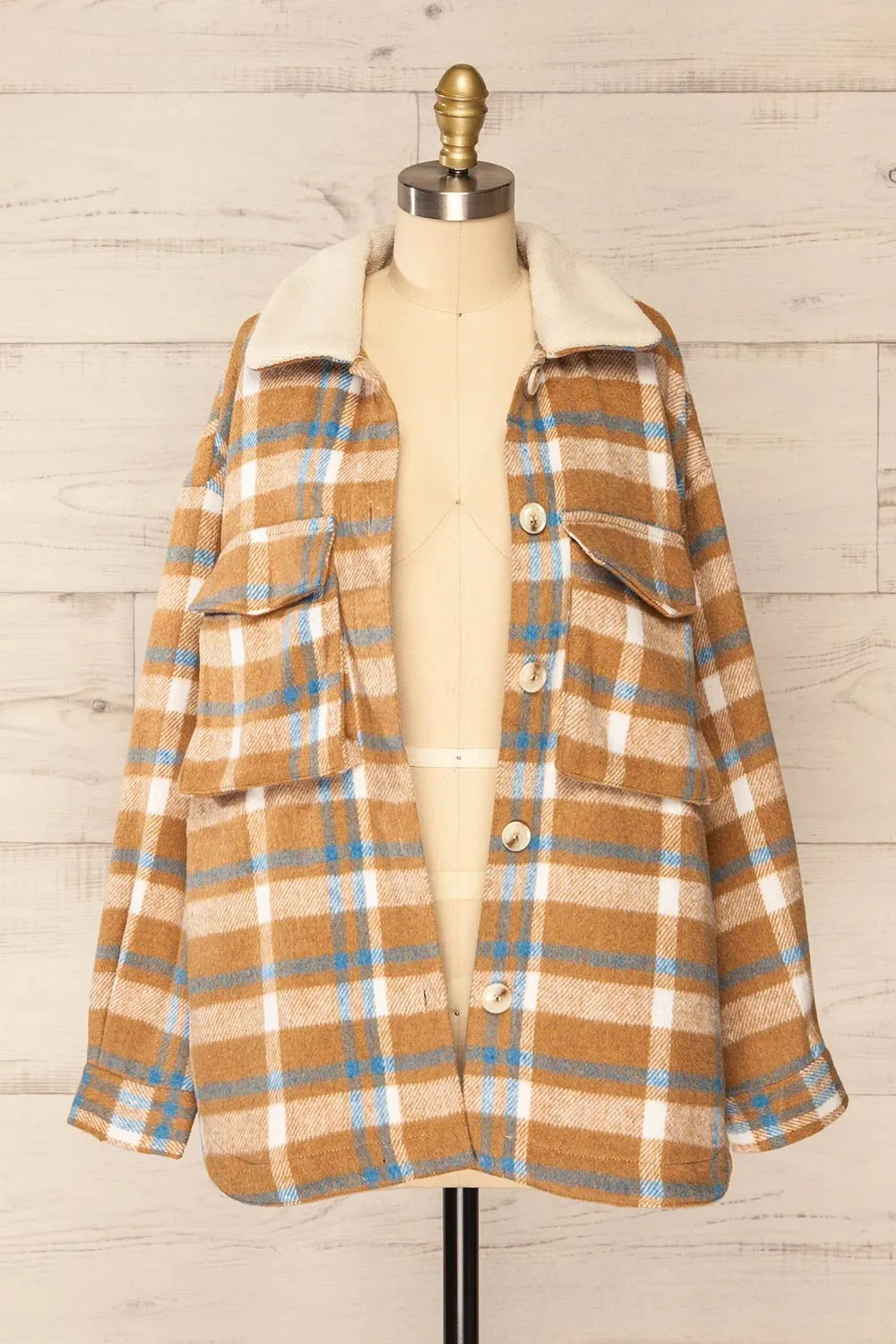 Norah Taupe | Plaid Shacket w/ Front Pockets